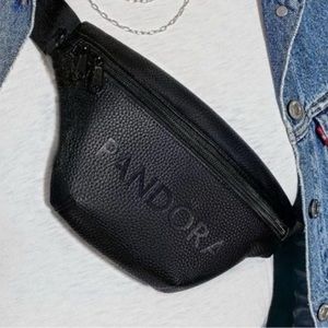 Pandora Belt Bag Limited Edition Fanny Pack Faux Leather Black Big Logo NWOT